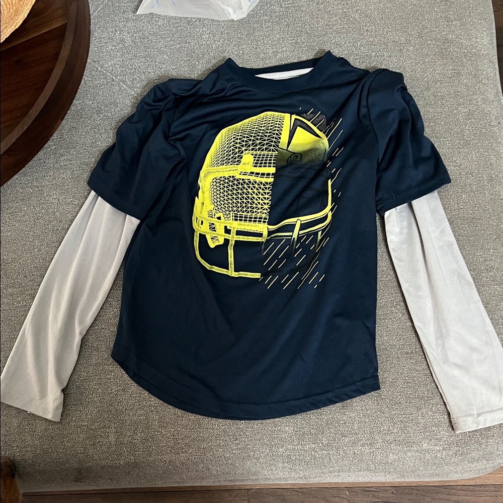 Athletic Works Navy and Yellow Long Sleeve Tee